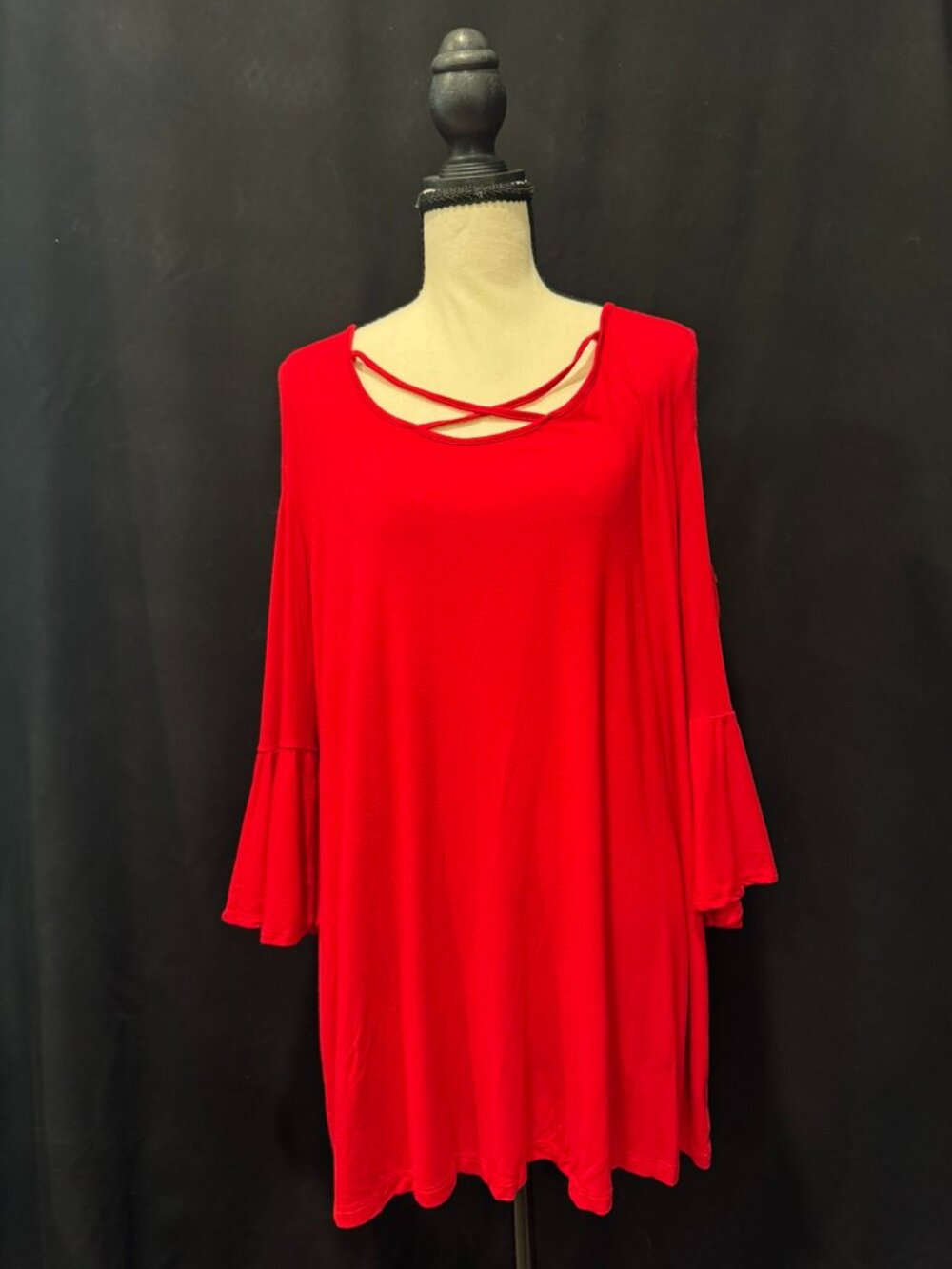 Nygard Red Tunic, Cold-Shoulder, Size XL